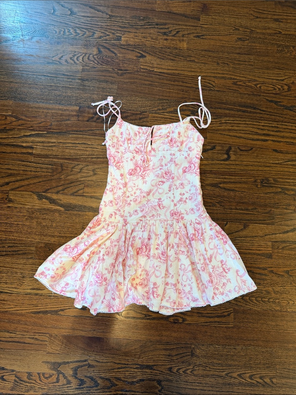 Floral Pink Tie-Strap Sundress